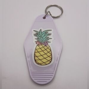 Custom Lavender Pineapple Motel Keychain Handmade Retro Summer Tropical Key Ring